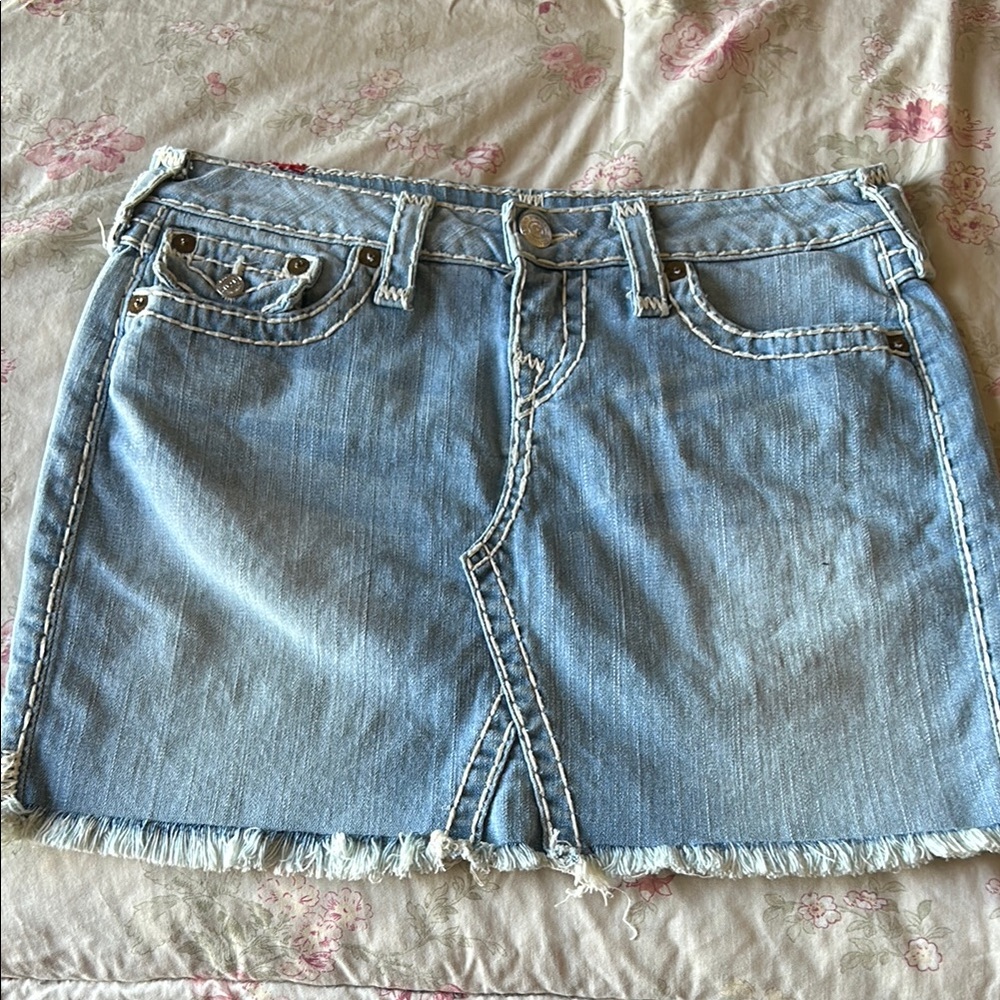 True Religion Blue Denim Jean Mini Skirt
